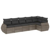 Cumpara ieftin Set mobilier gradina cu perne, 6 piese, gri, poliratan