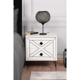 Noptiera Glynn Nightstand, Crem, 40x55x50 cm