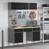 VidaXL Set banc de lucru, 8 piese, negru, oțel