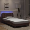 VidaXL Cadru de pat cu lumini LED, maro, 100x200 cm, piele ecologică 3213915