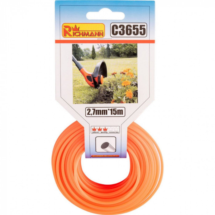 Fir rezerva motocoasa, trimmer,​​​​​​​ 2.7 mm x 15 m, Richmann
