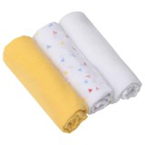 Cumpara ieftin Set 3 Păturici Muselină Bebeluși Clevamama Galbene, 70x70cm, Bumbac Bambus, Antibacteriene