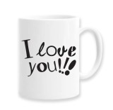 Cana alba personalizata I love you, INOVATIX&reg;. 330ml
