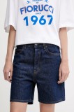 Fiorucci pantaloni scurți din denim Deep Blue Denim Shorts culoarea bleumarin, uni, high waist, W02SMDSH316DN01DN11