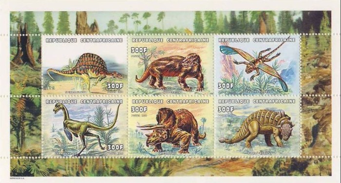 CENTRAL AFRICA 1999 DINOZAURI ANIMALE PREISTORICE