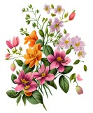 Sticker decorativ, Flori, Multicolor, 80 cm, 1216STK-10