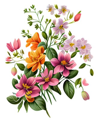 Sticker decorativ, Flori, Multicolor, 80 cm, 1216STK-10 foto
