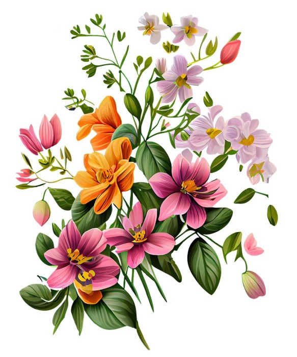 Sticker decorativ, Flori, Multicolor, 80 cm, 1216STK-10