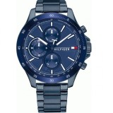 Tommy Hilfiger Bank Ceas Barbătesc 44mm Cu Baterie Cu Brățară Din Metal Albastră 1791720