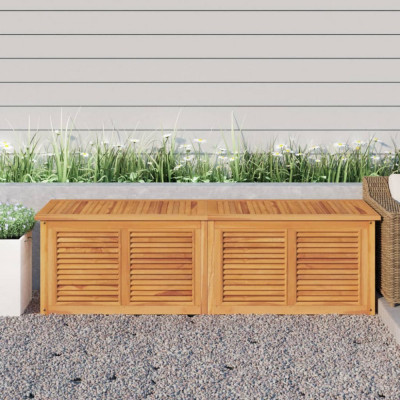 vidaXL Ladă depozitare grădină cu geantă, 175x50x53 cm, lemn masiv tec foto