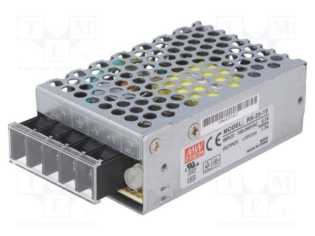MEAN WELL Alimentator pulsatoriu modular 25W 15V DC 1,7A pentru &icirc;ncastrare