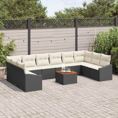 vidaXL Set de canapele pentru grădină 11 pcs Negru și alb 3356549 foto