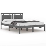 Cumpara ieftin Cadru de pat, gri, 200x200 cm, lemn masiv
