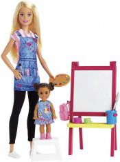 Barbie Cariere Set Mobilier Cu Papusa Profesoara De Pictura foto