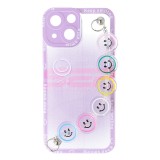Husa iPhone 13 Mini Mov TPU Smiley Chain Protectie Camera