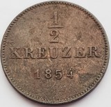 2464 Germania Wurttemberg 1/2 Kreuzer 1854 Wilhelm I km 585, Europa