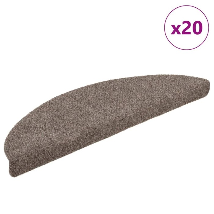 Covorașe autoadezive pentru scări, 20 buc., 56x17x3 cm, bej, semirotunde