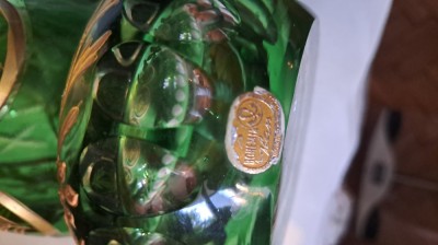 Vaza verde cristal Bohemia foto