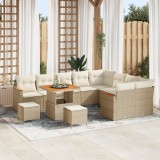 Set Canapea Grădină vidaXL 12 Piese Perne Bej Ratan Polimer Acacia
