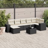 Gossi set mobilier de gradina cu perne, 8 piese, negru, poliratan