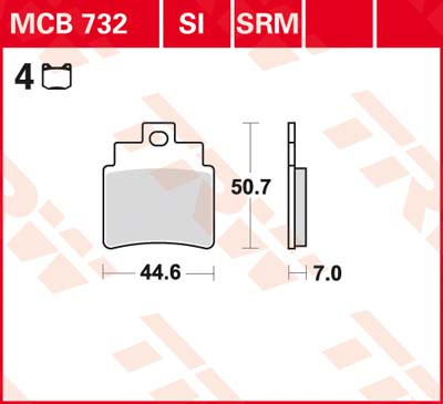 Set placute frana TRW MCB732 - Arctic Cat DVX - Kymco Grand Dink - KXR - MXU 250-300 - Masai A300-450 - SYM GTS 125-300 (set 4 buc) foto