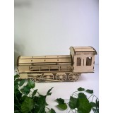 Locomotiva din lemn cu loc pentru sticla si pahare