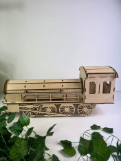 Trenulet din lemn 3D , Puzzle locomotiva DIY pentru copii si adulti