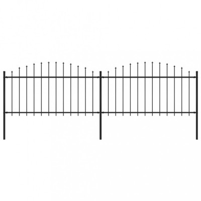 Gard de grădină cu v&amp;acirc;rf suliță, negru, 3,4 m, oțel foto