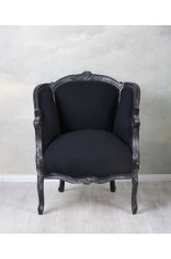 Fotoliu din lemn masiv negru cu tapiterie neagra CAT664I49