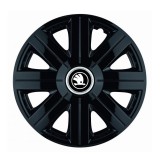Set 4 Capace Roti Autohelix MSA&reg; potrivite jantelor de 14 inch, pentru Skoda Alb Negru model Cosmos Black