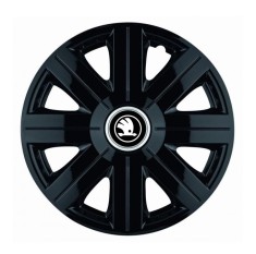 Set 4 Capace Roti Autohelix MSA&reg; potrivite jantelor de 14 inch, pentru Skoda Alb Negru model Cosmos Black