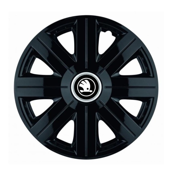 Set 4 Capace Roti Autohelix MSA&reg; potrivite jantelor de 15 inch, pentru Skoda Alb Negru model Cosmos Black