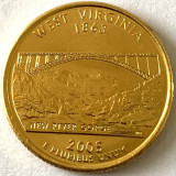 AMERICA QUARTER 1/4 DOLLAR 2005 LITERA D.(NEW RIVER GORGE - WEST VIRGINIA)PLACAT, America de Nord, Cupru-Nichel