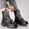 Ghete Dama Imblanite Negre din Piele Ecologica Aselsa, 36, Negru, Oem