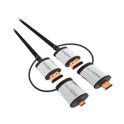 Cablu HDMI tata, la HDMI tata, cu adaptoare mini HDMI si micro HDMI, 1.5m, L102142 foto