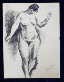 LUCRETIA MIHAIL SILION , TANARA , NUD , DESEN , PARIS , 1928