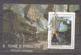 Sao Tome e Principe 1989 Trains, perf. sheet, used M.259, Stampilat