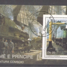 Sao Tome e Principe 1989 Trains, perf. sheet, used M.259