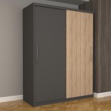 Dulap Dormitor Nova Eco 150 cm x 200 cm, fara oglinda, gri cu usi glisante gri sonoma