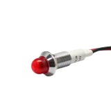 Indicator LED cap sferic de panou din alama, 10mm, 2 fire 20cm, rosu, 12V DC, IP67, FL1M-10BW-1-RED