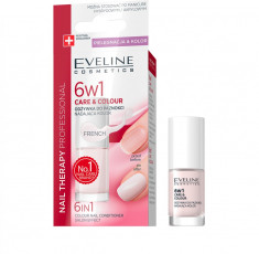 Tratament pentru unghii, Eveline Cosmetics, Care&amp;amp;#038;Colour 6w1, 5 ml, French foto