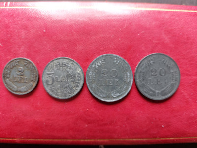 Lot monede 2 lei 1941,5 lei 1942,20 lei 1942,20 lei 1943 Romania. foto