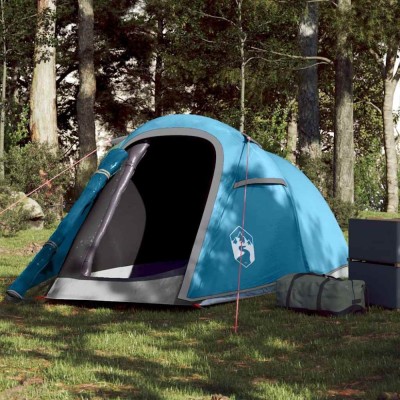 vidaXL Cort de camping tunel pentru 2 persoane, albastru, impermeabil foto