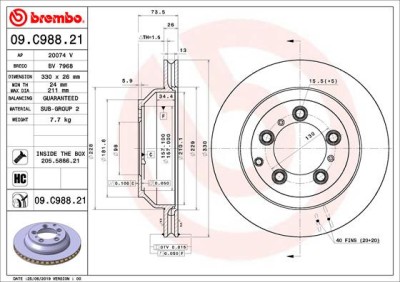 BREMBO 09.C988.21 PRIME LINE - UV Coatedisc frana foto