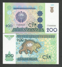 UZBEKISTAN 200 SUM / SOM 1997 UNC [1] P-80 , necirculata foto