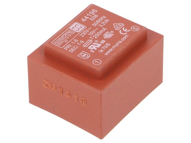 Transformator &icirc;ncapsulat 3,2VA 15V 213mA PCB