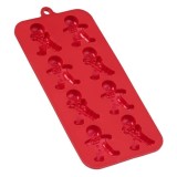Forma de copt din silicon cu 8 compartimente Gingerbread-Man,rosu,21x10 cm, Oem