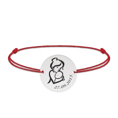 Ami - Bratara personalizata snur banut Mama si Bebe din argint 925 foto