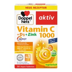 Vitamina C 1000 mg + D3 + Zinc Depot, 30 comprimate, Doppelherz