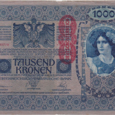 AUSTRIA UNGARIA 1000 COROANE KRONEN 1902 SUPRATIPAR DEUTSCHEOSTEREICH UZATA